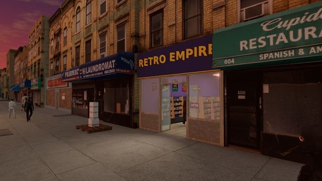 The shop at dusk